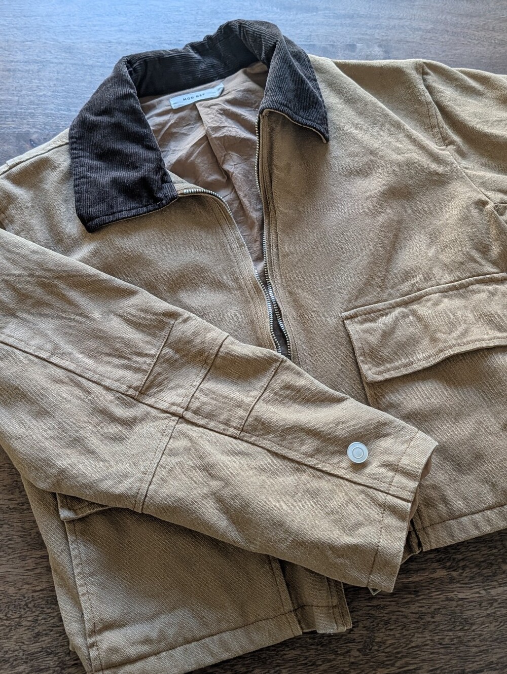 Mod Ref Tan Jacket with Dark Brown Corduroy Collar